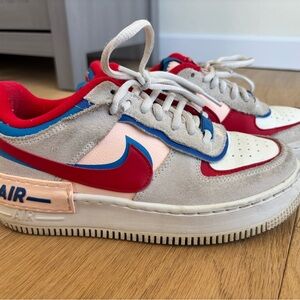 Nike Women’s Air Force 1 “Sail” Sneakers - Red, Blue, and White